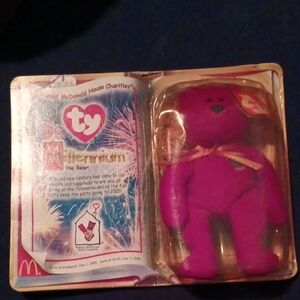 Ty Millennium Bear - Vibrant Purple Plush